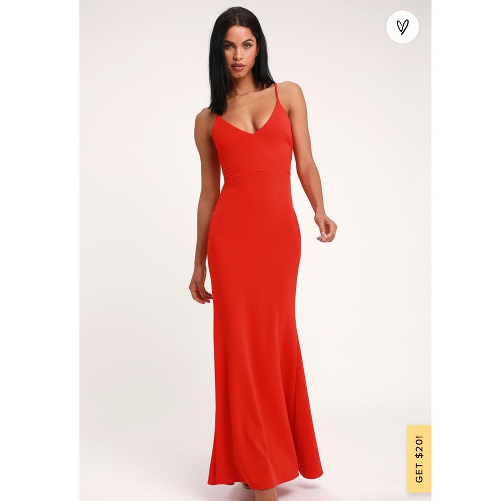 Lulus Infinite Glory Coral Red Maxi Dress